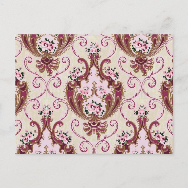 Vintage Damask Vykort (Framsida)