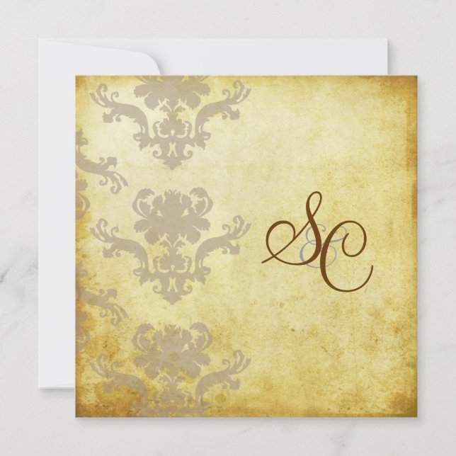 VINTAGE DAMASK WEDDING INVITATIONS INBJUDNINGAR (Framsida)