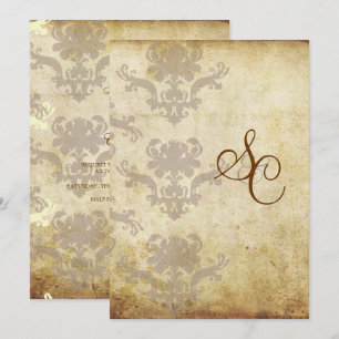 VINTAGE DAMASK WEDDING INVITATIONS INBJUDNINGAR