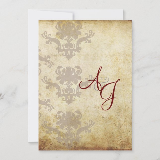 VINTAGE DAMASK WEDDING INVITATIONS INBJUDNINGAR (Framsida)