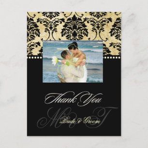 Vintage Damask Wedding Tack Foto-vykort Vykort