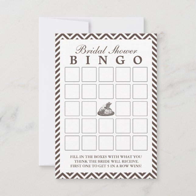 Vintage damhatt Chevron Bröllopsdusch Bingo-kort (Framsida)