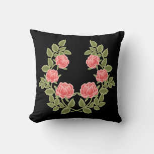Vintage dammgröna rosor blommönster - Romantiskt Kudde