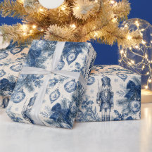 Vintage dammig blå jul toile nötknäppare