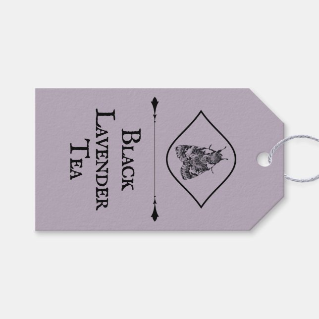 Vintage dammig lavendelbläck moth tealover presentetikett (Framsidan (Horisontell))