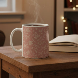 Vintage dammig rosa blommor elegant romantisk kaffemugg