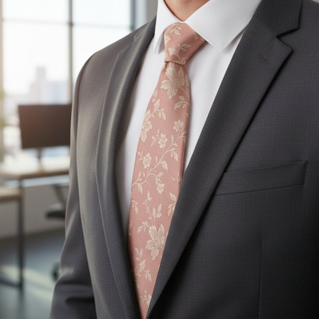 Vintage dammig rosa blommor elegant romantisk slips (Skapare uppladdad)