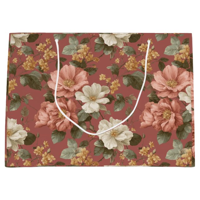 Vintage dammig rosa krämblommig mönster (Framsidan)
