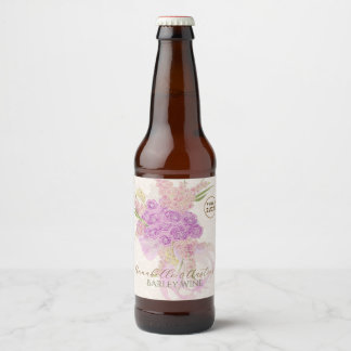 Vintage Dammig Rosa Ombré-slinga och brudbukett-du Ölflaska Etikett