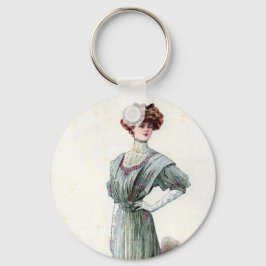  Vintage dammodeillustration 1907  Nyckelring