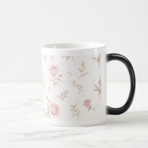 Vintage dammrosa rosblommig mönstrad kaffekopp