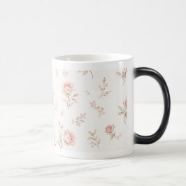 Vintage dammrosa rosblommig mönstrad kaffekopp