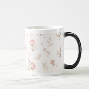 Vintage dammrosa rosblommig mönstrad kaffekopp