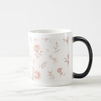 Vintage dammrosa rosblommig mönstrad kaffekopp