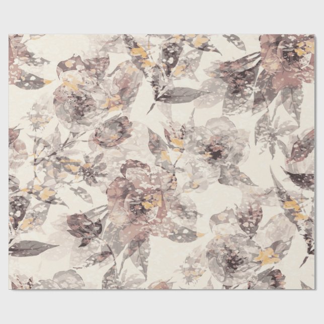Vintage dammrosblommig presentinslag presentpapper (Platt)