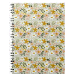 Vintage dämpad blomster- botanisk sömlös mönster anteckningsbok