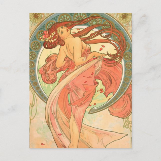 Vintage Dance av Alphonse Mucha Vykort (Framsida)