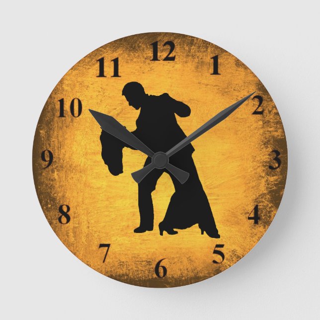 Vintage Dance par Silhouette Wall Clock Rund Klocka (Framsida)