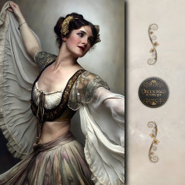 Vintage Dancer in Gold and Ivory Decoupage