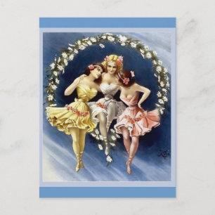 Vintage Dancing Ballerinas Vykort