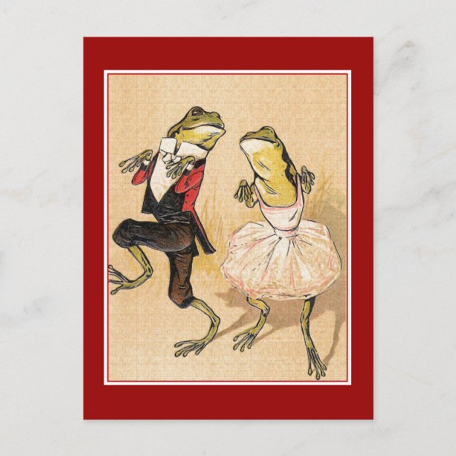 Vintage Dancing Frogs Vykort (Framsida)