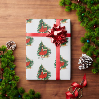 Vintage Dancing Girl och Julgran Presentpapper