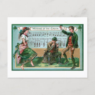 Vintage Dancing Irish Couple w/Music Helg Vykort