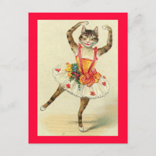 Vintage Dancing Kattunge Vykort