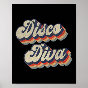 Vintage Dancing Retro 70s 80-tal Party Disco Diva Poster