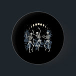 Vintage Dancing Skeleton Flower Måne Phase Witchy Knapp<br><div class="desc">Vintage Dancing Skeleton Flower Måne Phase Witchy</div>
