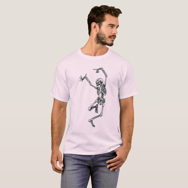 Vintage Dancing Skeleton Manar Basc T-Shirt (Hel framsida)