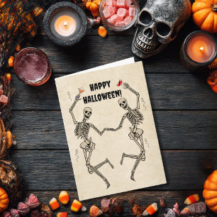 Vintage Dancing Skeleton Spooky Gothic Kort