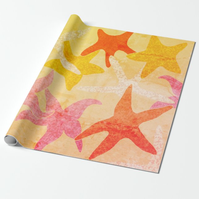 Vintage Dancing Starfish Wrapping Papprare Presentpapper (Utrullad)