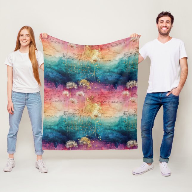 Vintage Dandelion Abstract Pattern (1) Fleecefilt (På plats)