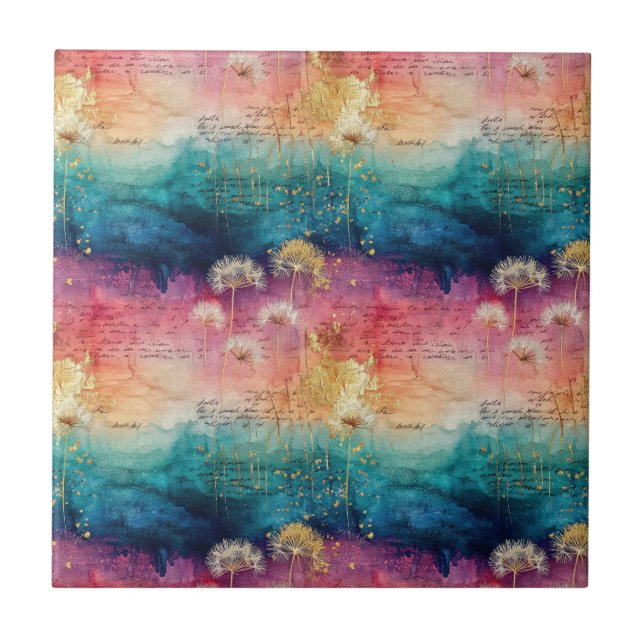 Vintage Dandelion Abstract Pattern (1) Kakelplatta (Framsidan)