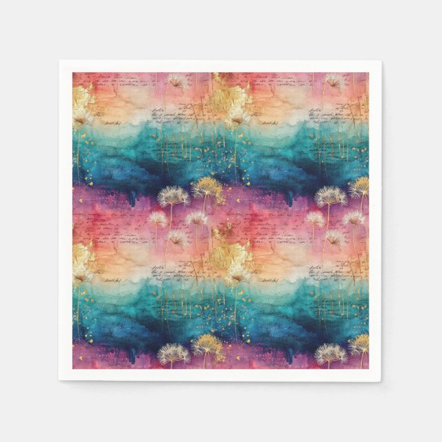 Vintage Dandelion Abstract Pattern (1) Pappersservett (Framsidan)