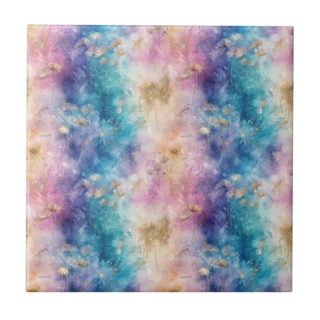 Vintage Dandelion Abstract Pattern (2) Kakelplatta (Framsidan)