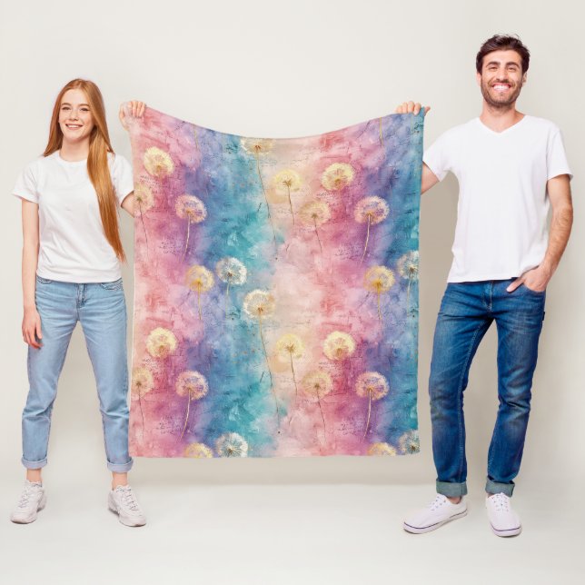 Vintage Dandelion Abstract Pattern (3) Fleecefilt (På plats)