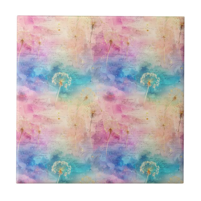 Vintage Dandelion Abstract Pattern (7) Kakelplatta (Framsidan)