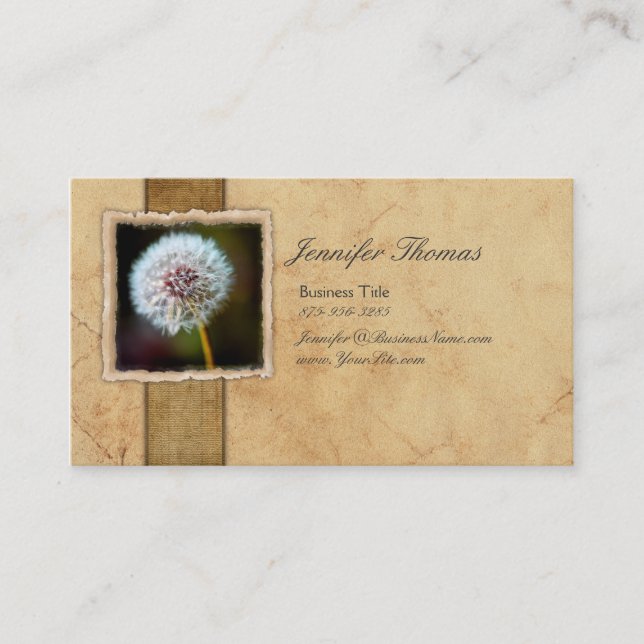 Vintage Dandelion Flower Visitkort (Framsida)