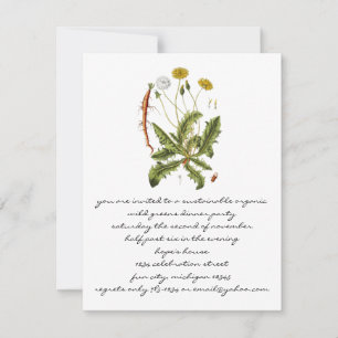 Vintage Dandelion Illustration Inbjudningar