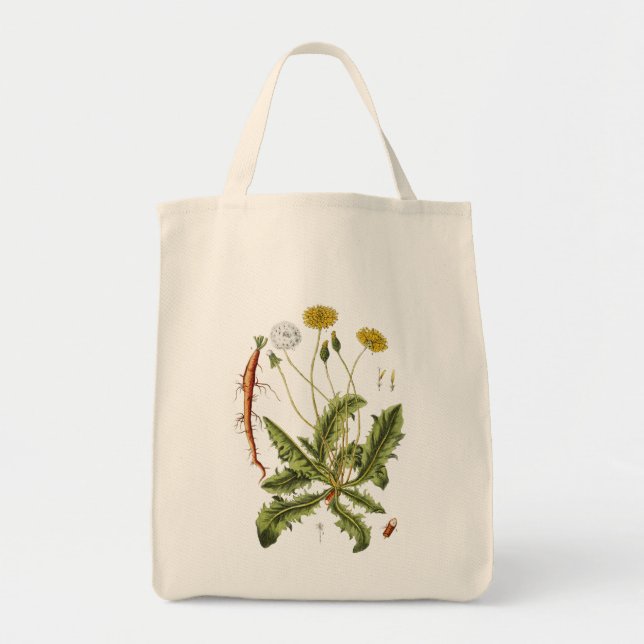 Vintage Dandelion Illustration Tygkasse (Framsidan)