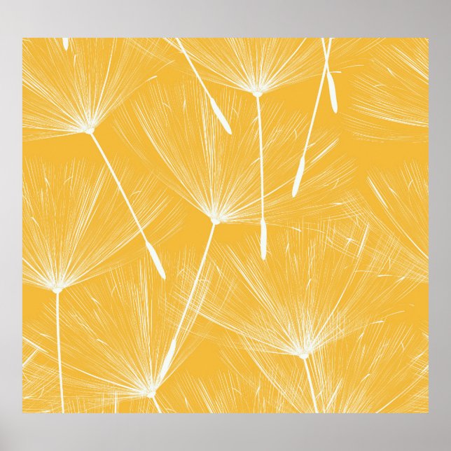 Vintage Dandelion: Sömlösa Mönster Poster (Framsidan)