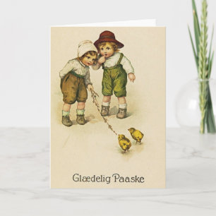Vintage Danish Påsk Card - Glæ delig Paaske Helgkort