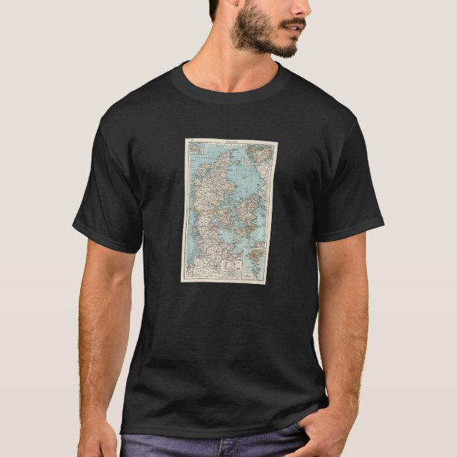 Vintage Danmark Karta 1900 T Shirt (Framsida)