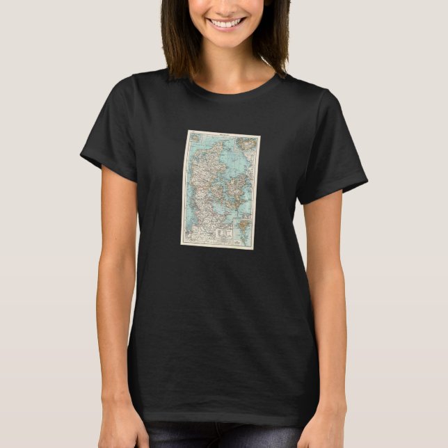 Vintage Danmarkskarta 1900 T Shirt (Framsida)