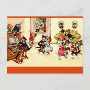 Vintage Danning Party Cats vykort