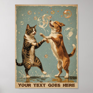 Vintage dans cat och hund poster