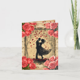 Vintage Dansande Par Alla Hjärtans Dag Platt Julko Helgkort