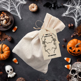 Vintage Dansande Skelett Spöklik Gothic Halloween Presentetikett